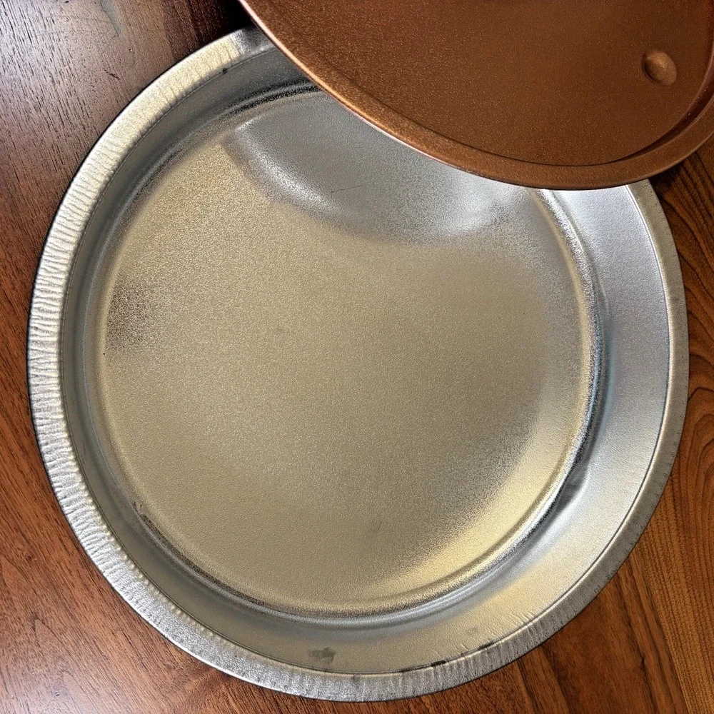 Vintage Triple Decker Food Cake Carrier 1960s 70s Mid Century Copper White